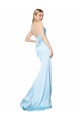 Light Sky Blue V-Neck Sleeveless Stretch Satin Long Sexy Prom Dress Canada Supplier