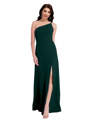 Midnight Green One Shoulder Sleeveless Open Back Long Prom Dress Canada Supplier