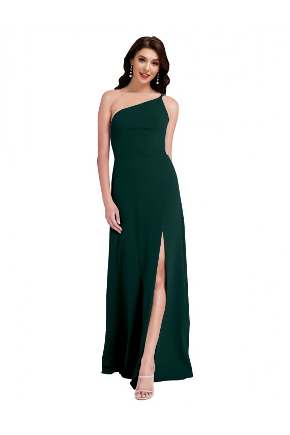 Midnight Green One Shoulder Sleeveless Open Back Long Prom Dress Canada Supplier