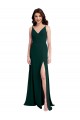 Midnight Green V-Neck Sleeveless V-Back Long Prom Dress Canada Supplier