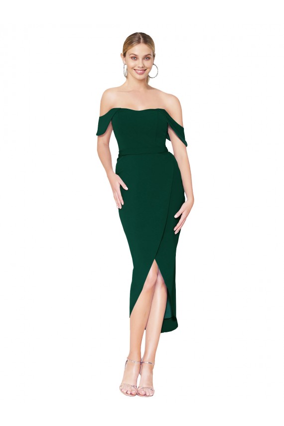 Midnight Green High Neck Sleeveless Knee Length Evening Prom Gowns Canada Supplier