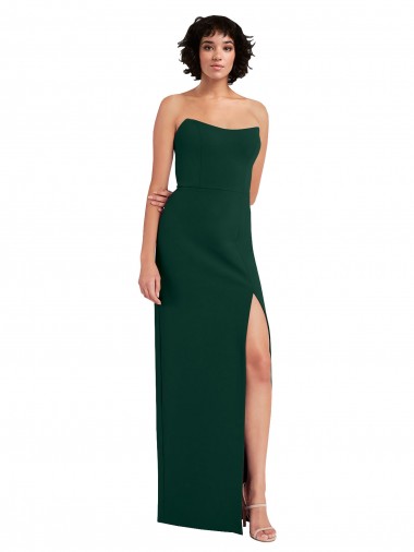 Midnight Green Strapless Sleeveless Low Back Long Prom Dress Canada Supplier