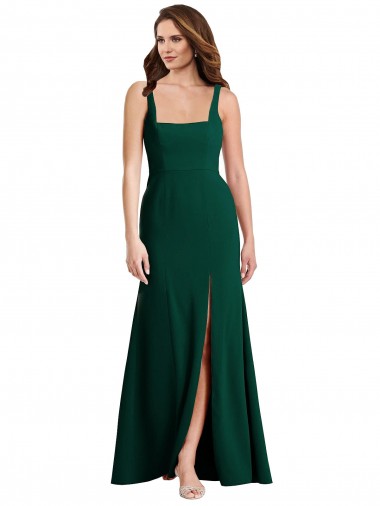 Midnight Green Square Neck Sleeveless Long Prom Dress Canada Supplier