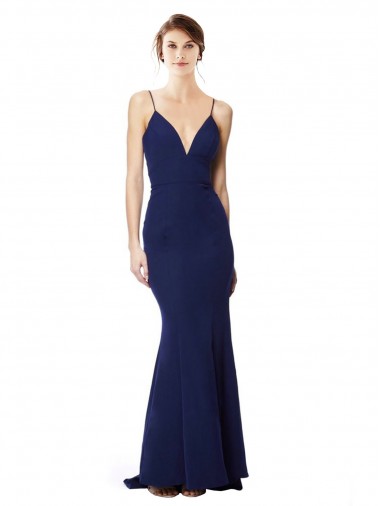 Navy Blue High Neck Sleeveless Open Back Long Prom Dress Canada Supplier