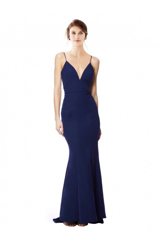 Navy Blue High Neck Sleeveless Open Back Long Prom Dress Canada Supplier