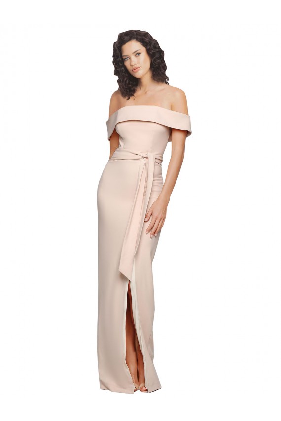 Nude Off the Shoulder Sleeveless Low Back Long Prom Dress Canada Supplier