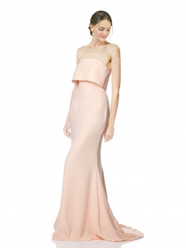 Nude Strapless Sleeveless Long Mermaid Prom Dress Canada Supplier
