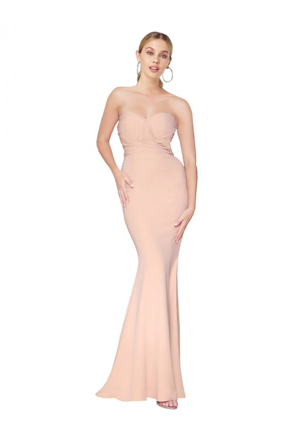 Nude High Neck Sleeveless Long Prom Dress Canada Supplier