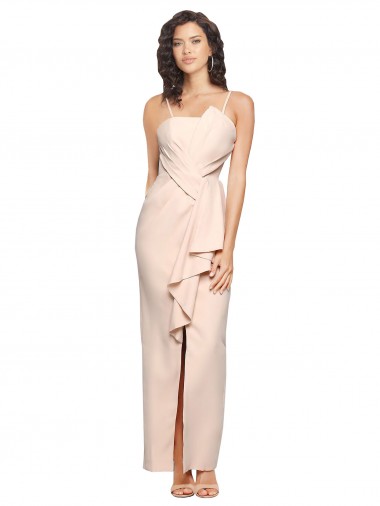 Nude Strapless Sleeveless Low Back Long Prom Dress Canada Supplier