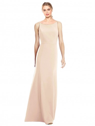Nude Bateau Neck Sleeveless Open Back Long Prom Dress Canada Supplier