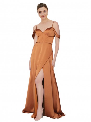 Orange Sweetheart Cold Shoulder Low Back Long Prom Dress Canada Supplier