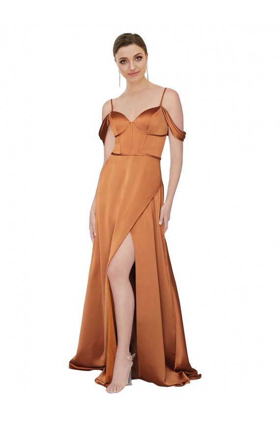 Orange Sweetheart Cold Shoulder Low Back Long Prom Dress Canada Supplier
