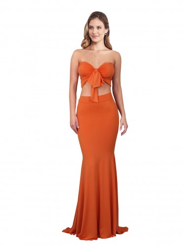 Orange Strapless Sleeveless Long Prom Dress Canada Supplier