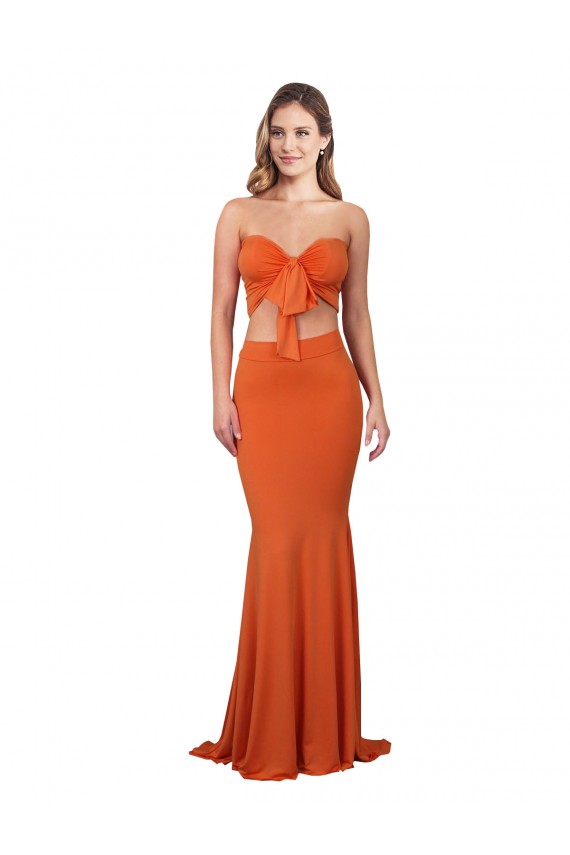 Orange Strapless Sleeveless Long Prom Dress Canada Supplier