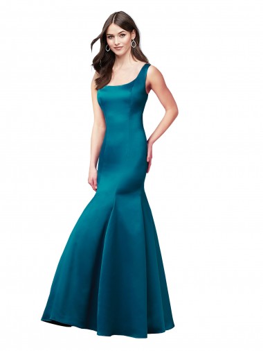 Peacock Blue Bateau Neck Sleeveless Long Evening Prom Gowns Canada Supplier