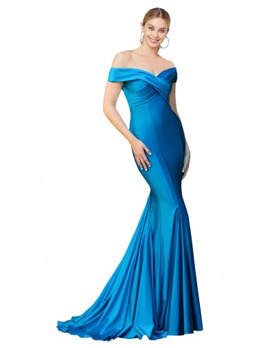 Peacock Blue High Neck Sleeveless Satin Long Prom Dress Canada Supplier