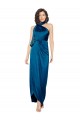 Peacock Blue High Neck Sleeveless Silky Satin Long Prom Dress Canada Supplier