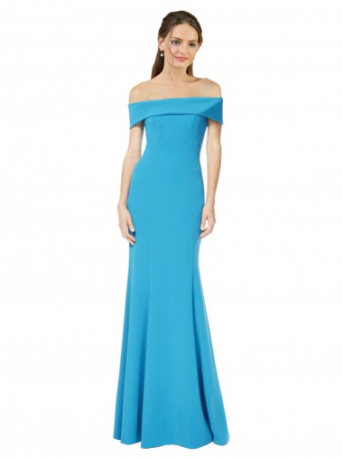 Peacock Blue Off the Shoulder Sleeveless Long Prom Dress Canada Supplier