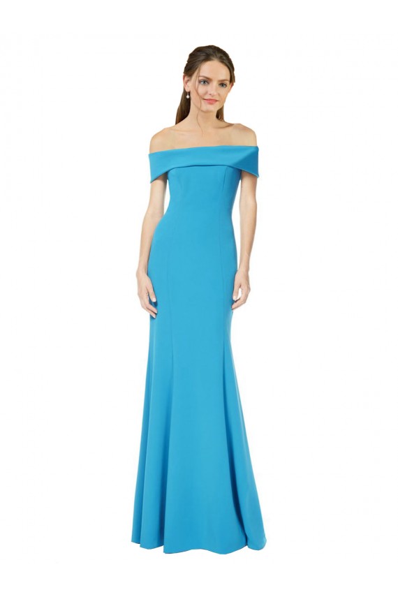 Peacock Blue Off the Shoulder Sleeveless Long Prom Dress Canada Supplier