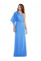 Peacock Blue One Shoulder Bell Sleeves Long Prom Dress Canada Supplier
