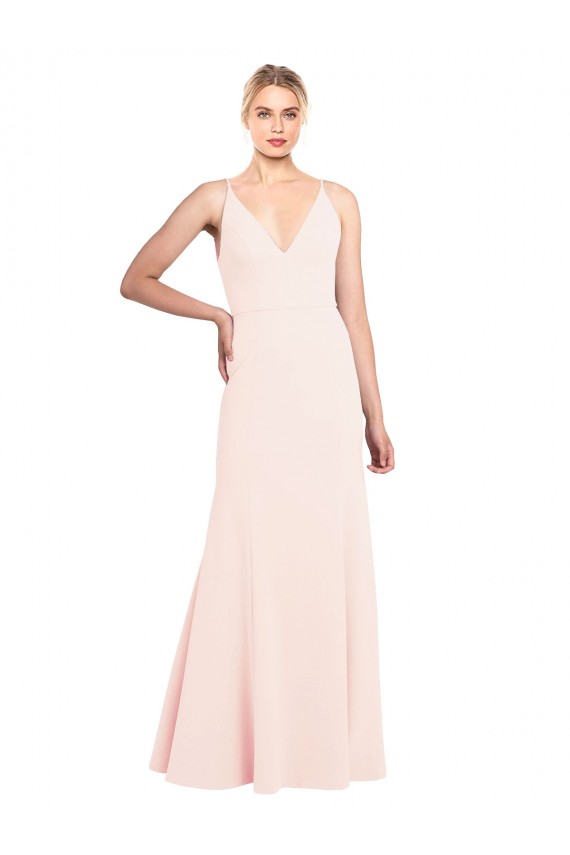 Pink High Neck Sleeveless V-Back Long Prom Dress Canada Supplier