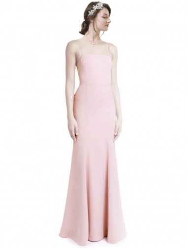 Pink Square Neck Sleeveless Criss Cross Open Back Long Prom Dress Canada Supplier