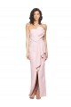 Pink Strapless Sleeveless Low Back Stretch Crepe Long Prom Dress Canada Supplier