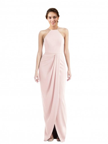 Pink Halter Neck Sleeveless Long Evening Prom Gowns Canada Supplier