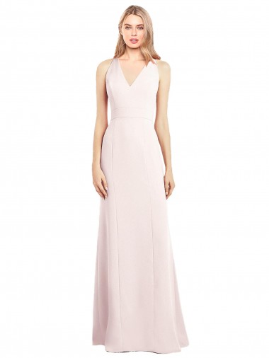 Pink V-Neck Sleeveless Keyhole Back Long Prom Dress Canada Supplier