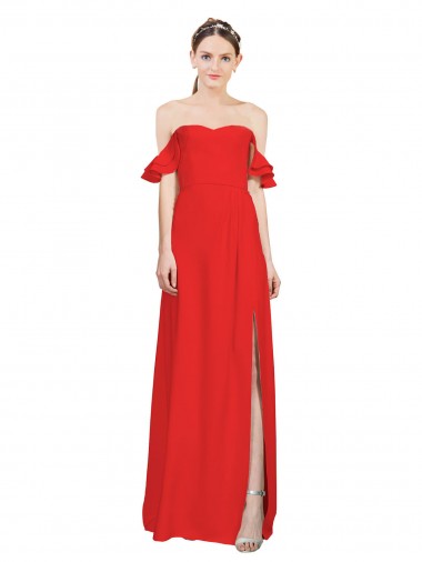 Red Sweetheart Sleeveless Stretch Crepe Long Prom Dress Canada Supplier