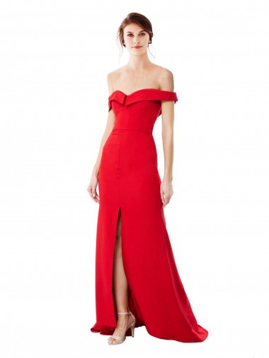 Red Off the Shoulder Sleeveless Long A-Line Prom Dress Canada Supplier