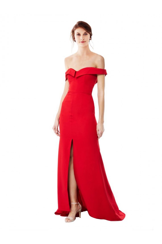 Red Off the Shoulder Sleeveless Long A-Line Prom Dress Canada Supplier