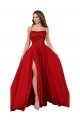 Red Square Neck Sleeveless Criss Cross Open Back Long Prom Dress Canada Supplier