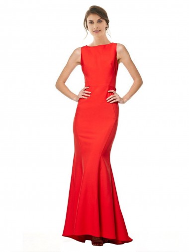 Red High Neck Sleeveless Open Back Long Evening Prom Gowns Canada Supplier