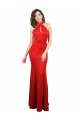 Red Halter Neck Sleeveless Keyhole Back Long Prom Dress Canada Supplier