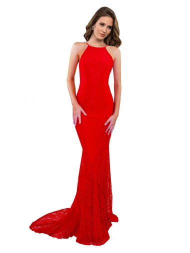 Red High Neck Sleeveless Open Back Long Sexy Prom Dress Canada Supplier
