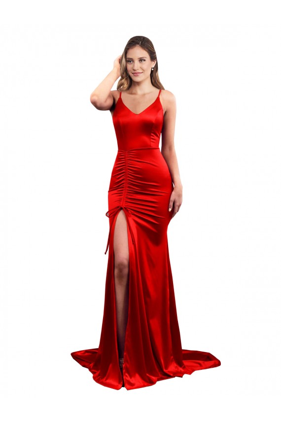 Red Sweetheart Sleeveless Low Back Long Sexy Evening Prom Gowns Canada Supplier