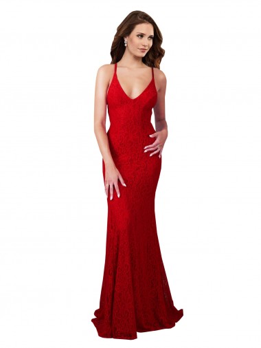 Red V-Neck Sleeveless Low Back Long Prom Dress Canada Supplier