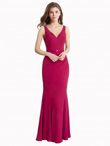Red High Neck Sleeveless V-Back Long Prom Dress Canada Supplier
