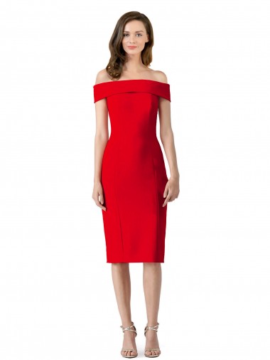 Red Off the Shoulder Sleeveless Cocktail Length Evening Prom Gowns Canada Supplier