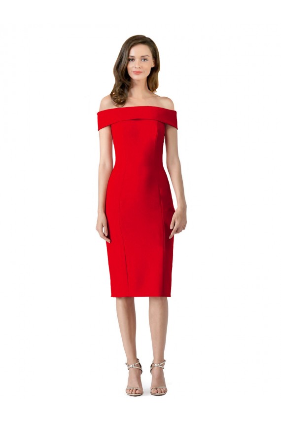 Red Off the Shoulder Sleeveless Cocktail Length Evening Prom Gowns Canada Supplier