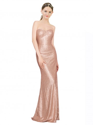 Rose Gold Sweetheart Sleeveless Low Back Long Prom Dress Canada Supplier
