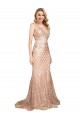 Rose Gold V-Neck Sleeveless V-Back Long Plus Size Prom Dress Canada Supplier