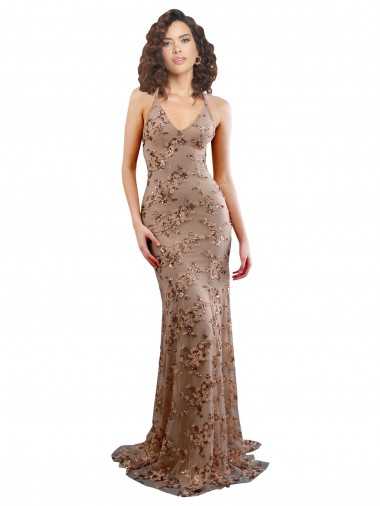 Rose Gold High Neck Sleeveless Backless Long Prom Dress Canada Supplier