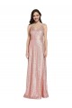 Rose Gold V-Neck Sleeveless Low Back Long Prom Dress Canada Supplier