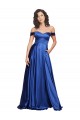 Royal Blue Off the Shoulder Sleeveless Sweep Train A-Line Prom Dress Canada Supplier