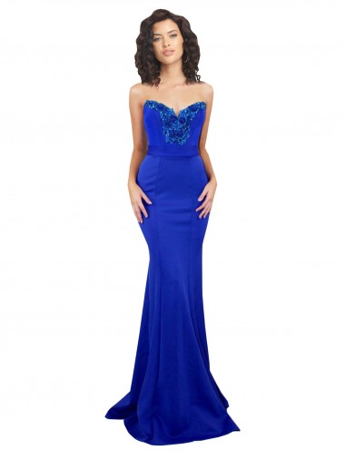 Royal Blue High Neck Sleeveless Low Back Long Sexy Prom Dress Canada Supplier