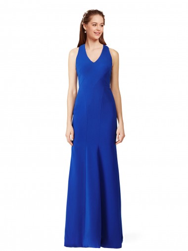 Royal Blue V-Neck Sleeveless Long Mermaid Prom Dress Canada Supplier
