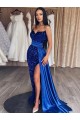 Royal Blue Sweetheart Sleeveless Long Sweep Train Prom Dress Canada Supplier