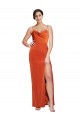 Rust Cowl Neck Sleeveless Criss Cross Back Sweep Train Prom Dress Canada Supplier